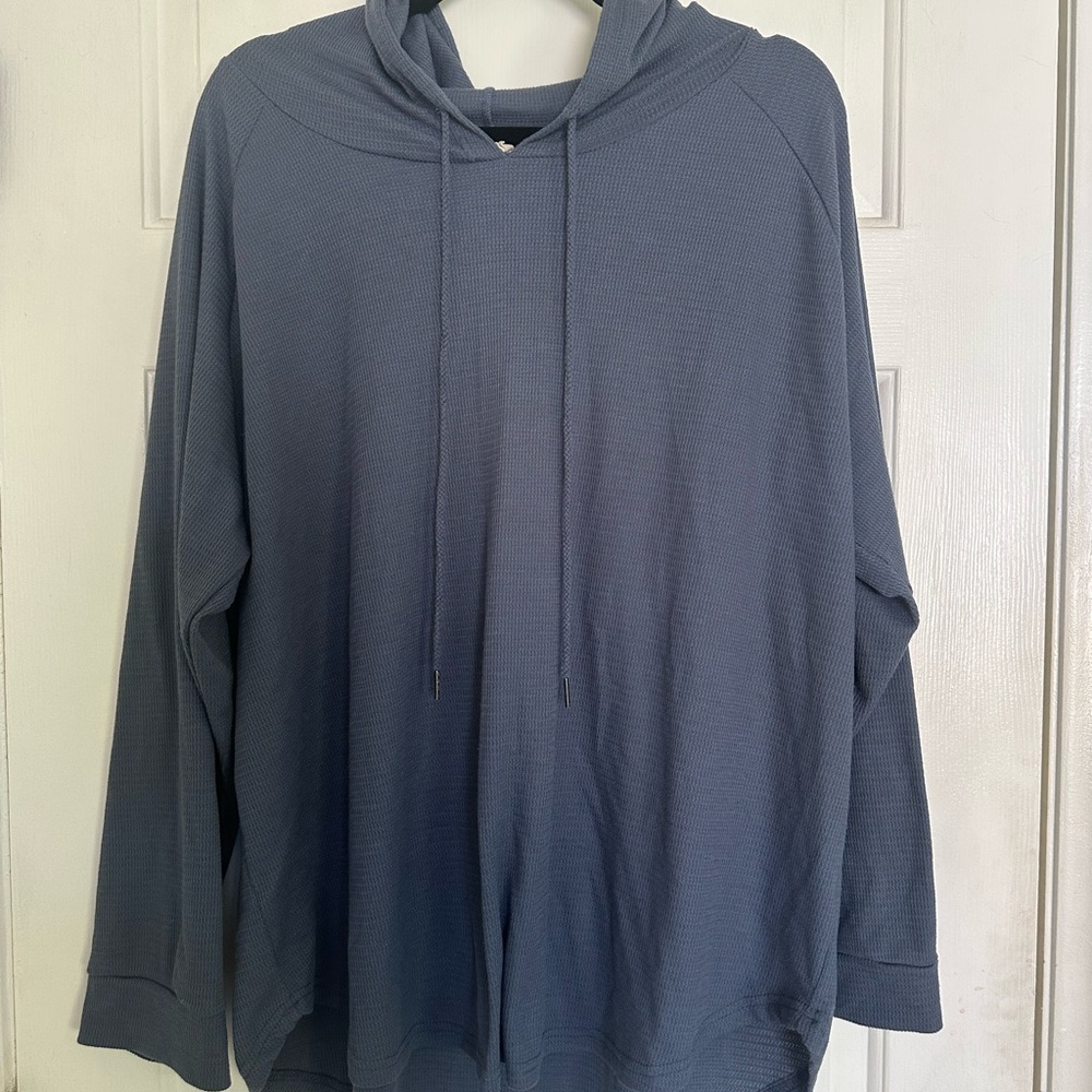 Women's Cozy Blue Waffle knit Hoodie Sz 2X